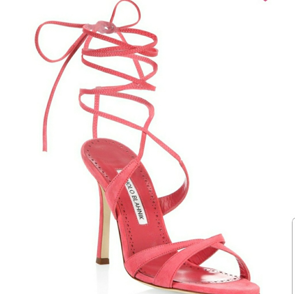 Manolo Blahnik Criss-cross laced up suede sandals